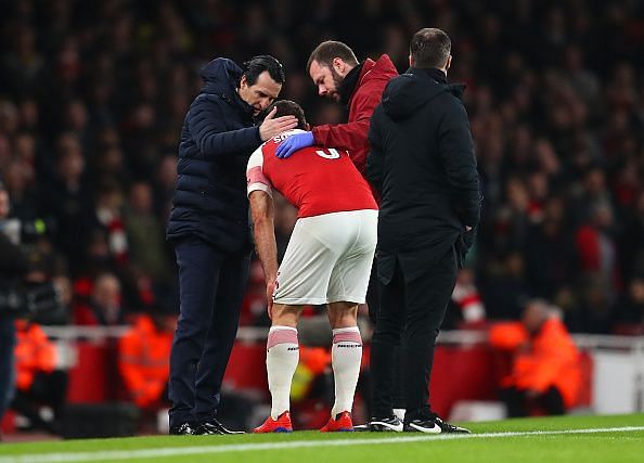 Arsenal finished the match with both their centre-backs out injured